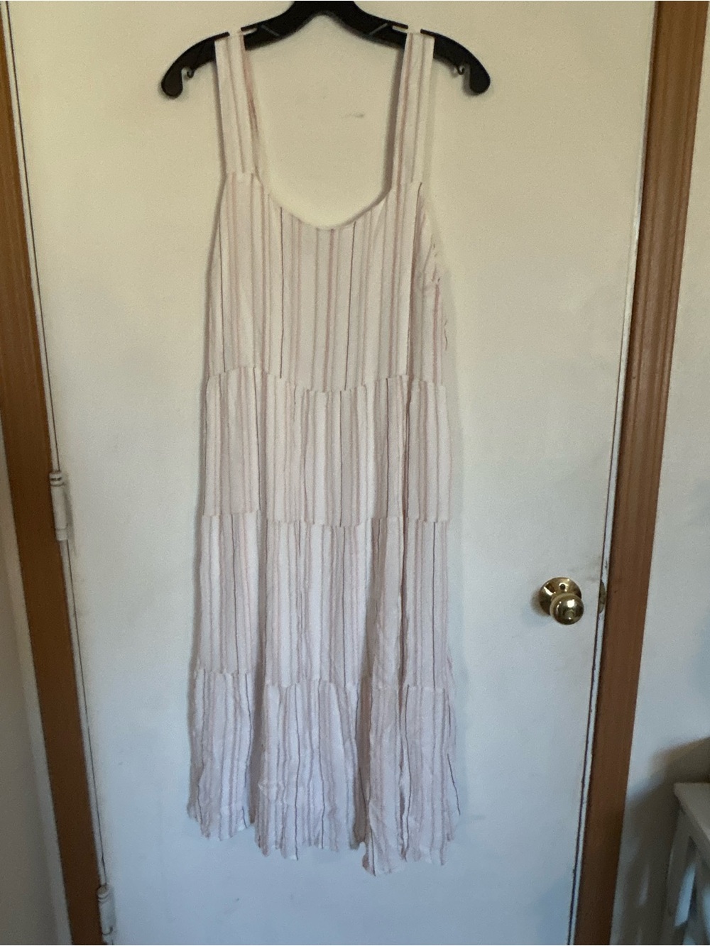 Blu Pepper modi's tiered striped dress flowy side pockets button back Large boho